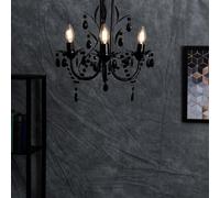 Valuelights Odelia Black Shabby Chic 3 Way Ceiling Light Chandelier With Black Acrylic Jewel With Led Bulb