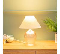 ValueLights | Blush Pink Glass Base Table Lamp with Fabric Tapered Lampshade | Table Lamps, Home Décor & Improvement Essential | Set of 2