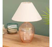 ValueLights | Blush Pink Glass Base Table Lamp with Fabric Tapered Lampshade | Table Lamps, Home Décor & Improvement Essential
