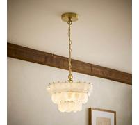 Valuelights Ophelia Capiz Shell 3 Tier Gold Chandelier Ceiling Light With Bulb