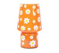 ValueLights | Orange Flower Glass Rechargeable Portable Table Lamp, Dimmable Touch Button Cordless Light | Table Lamps & Home Improvements Essential