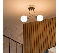 ValueLights Orbital 2 Way Twist Opal Glass Globe IP44 Rated Bathroom Flush Ceiling Light in Metallic Silver ValueLights Metallic Silver