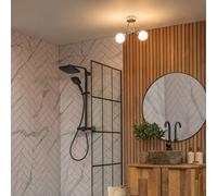 Orbital 2 Way Twist Opal Glass IP44 Ceiling Light with Cool LED Bulbs ValueLights Silver One Size