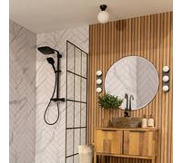 ValueLights | Orbital Matt Black Metal Ceiling Light IP44 Bathroom Ceiling Fitting Opal Glass Globe Lamp Shade | Bathroom & Home Improvements Essential | LED Bulbs 3000K Warm White