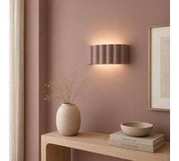 Valuelights Pablo Dusky Pink Curved Ribbed Ceramic Flush Wall Sconce Light