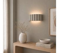 Valuelights Pablo Moss Green Curved Ribbed Ceramic Wall Sconce Light With Bulb