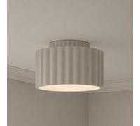 Valuelights Pablo Moss Green Ribbed Ceramic Round Flush Ceiling Light