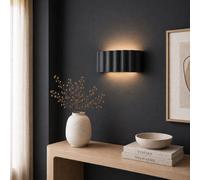 Valuelights Pablo Navy Blue Curved Ribbed Ceramic Wall Sconce Light With Bulb