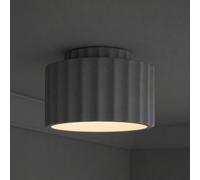 ValueLights Pablo Ribbed Ceramic Round Flush Ceiling Light with Bulb in Navy ValueLights Navy