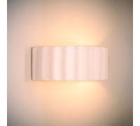 Valuelights Pablo Paint-Me Plain Curved Ribbed Ceramic Wall Sconce Light & Bulb