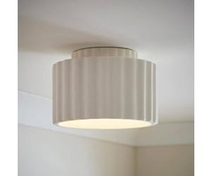 Valuelights Pablo Paint-Me Plain Ribbed Ceramic Flush Ceiling Light With Bulb