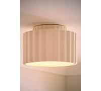 Valuelights Pablo Ribbed Ceramic Round Flush Ceiling Light With Bulb In Nude Nude