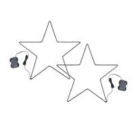 Valuelights Pack Of 2 Ip44 Black Outdoor Battery Operated Warm White Star Lights Black