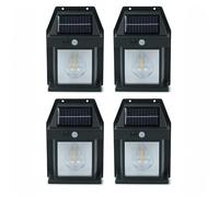 ValueLights | Pack of 4 Black Lantern Solar Fence Lights, PIR Motion Sensor Security Wall Garden Solar Lights | Outdoor Lights, Home Décor & Improvement Essential