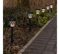 Valuelights Pack Of 6 - Solar Powered Black Diamond Spike Lights For Drive Path Patio Decor Stake, Solar Light For Outdoor Garden
