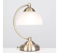 MiniSun | Curved Antique Brass and Frosted Glass Bedside Table Lamps | Table Lamps, Home Décor & Improvement Essential | Set of 2