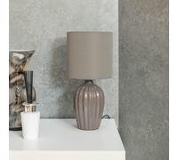 ValueLights | Grey Fluted Ceramic Table Lamps with a Fabric Lampshade | Table Lamps, Home Décor & Improvement Essential | Set of 2