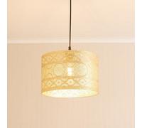 ValueLights | Pair of - Easy Fit Moroccan Style Gold Ceiling Pendant Drum Light Shade for Living Room Bedroom Hallway | Table Lamps & Home Improvements Essential | 310mm Shade Width