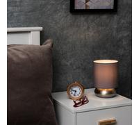 Valuelights Pair Of - Chrome Touch Table Lamps With Grey Shades - Complete With 5W Led Dimmable Candle Bulbs 3000K Warm White