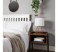 Valuelights Pair Of Copper Metal Basket Cage Bed Side Table Lamps With White Fabric Shades With Led Golfball Bulb In Warm White