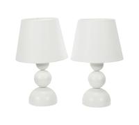 Winnie Pair of Cream Fabric Shade Stacked Touch Table Lamps ValueLights Cream One Size