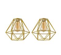 Valuelights Pair Of Diablo Geometric Gold Metal Basket Cage Ceiling Light Shades (D)21Cm