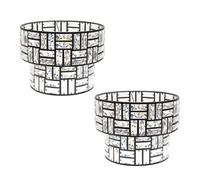 ValueLights | Pair of Easy Fit Black/Clear Acrylic Jewel Tiered Drum Lampshade for Living Room Bedroom Hallway LED Bulbs Included | Shades & Home Improvements Essential | 270mm Shade Width