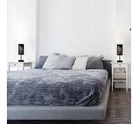 Valuelights Pair Of Gloss Black Touch Table Lamps With New York Skyline Shades And 5W Led Dimmable Candle Bulbs In Warm White