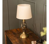 Valuelights Memphis Pair Of Antique Brass Twist Table Lamps With A Fabric Lampshade Bedroom Bedside Light
