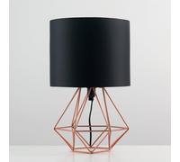 MiniSun | Pair of Modern Copper Metal Basket Cage Bed Side Table Lamps with a Black Fabric Shade | Table Lamps & Home Improvements Essential