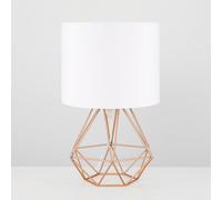 MiniSun | Modern Copper Basket Table Lamps with White Fabric Shades | Table Lamps, Home Décor & Improvement Essential | Set of 2