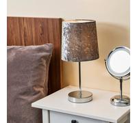 MiniSun | Modern Polished Chrome Table Lamps with Silver Velvet Shades | Table Lamps, Home Décor & Improvement Essential | Set of 2