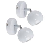 Valuelights Pair Of Modern Single Eyeball Wall Spotlights In Gloss White Finish
