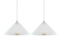 MiniSun | Modern White Frosted Glass Tapered Ceiling Light Shades | Pendant Lights, Home Décor & Improvement Essential | Set of 2 | 30cm Shade Width