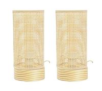 ValueLights | Pair of - Natural Wooden Table Lamp with Bamboo Shade for Bedroom Living Room Bedside Light - LED Bulbs Included | Table Lamps & Home Improvements Essential