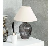 ValueLights | Grey Glass Base Table Lamp with Fabric Tapered Lampshade | Table Lamps, Home Décor & Improvement Essential | Set of 2