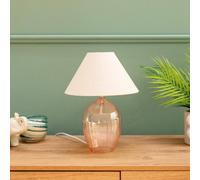 ValueLights | Blush Pink Glass Base Table Lamp with Fabric Tapered Lampshade | Table Lamps, Home Décor & Improvement Essential | Set of 2