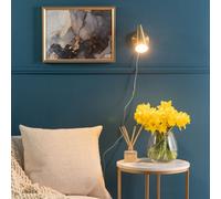 Valuelights Pair Of - Plug In Brushed Antique Brass Cone Easy Fit Wall Lights With Adjustable Head - Bulbs Included