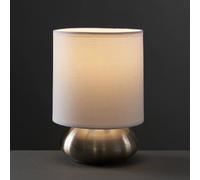 Valuelights Pair Of Modern Brushed Chrome Bedside Touch Table Lamps With White Shades