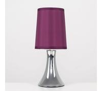 MiniSun | Small Modern Chrome Trumpet Touch Table Lamps with Purple Fabric Shades | Table Lamps, Home Décor & Improvement Essential | Set of 2
