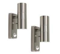 ValueLights Pair Of Silver Up Down Outdoor PIR Motion Sensor Outdoor Wall Lights ValueLights Silver
