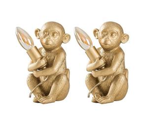 Valuelights Pair Of Sitting Monkey Gold Table Lamps