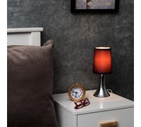 Valuelights Pair Of - Small Chrome Touch Table Lamps With Purple Fabric Shades With 5W Led Dimmable Candle Bulbs In Warm White