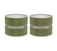 Pair of Small Easy Fit Ceiling Light Shades 2 Tier Pendant Drum Lampshade for Living Room Bedroom Hallway - Olive Green - LED Bulbs Included