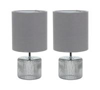 Betty Pair of Glass Table Lamps with Fabric Lamp Shades ValueLights Natural One Size