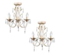 Valuelights Pair Of White Ceiling Light Chandeliers White