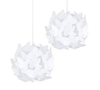 MiniSun | Pair of Modern Globe Design Ceiling Pendant Light Shades with Decorative White Butterflies | Shades & Home Improvements Essential | 315mm Shade Width