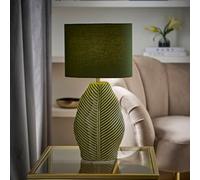 Valuelights Paloma Green Shade Leaf Embossed Ceramic Forest Table Lamp