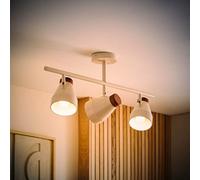 ValueLights | Parker Cream and Walnut 3 Way Ceiling Light and Bulbs | Ceiling Lights, Home Décor & Improvement Essential | Mains Wired