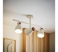 ValueLights Parker Gloss & Walnut Dome Lamp 3 Way Bar Ceiling Light with Bulbs in Cream ValueLights Cream